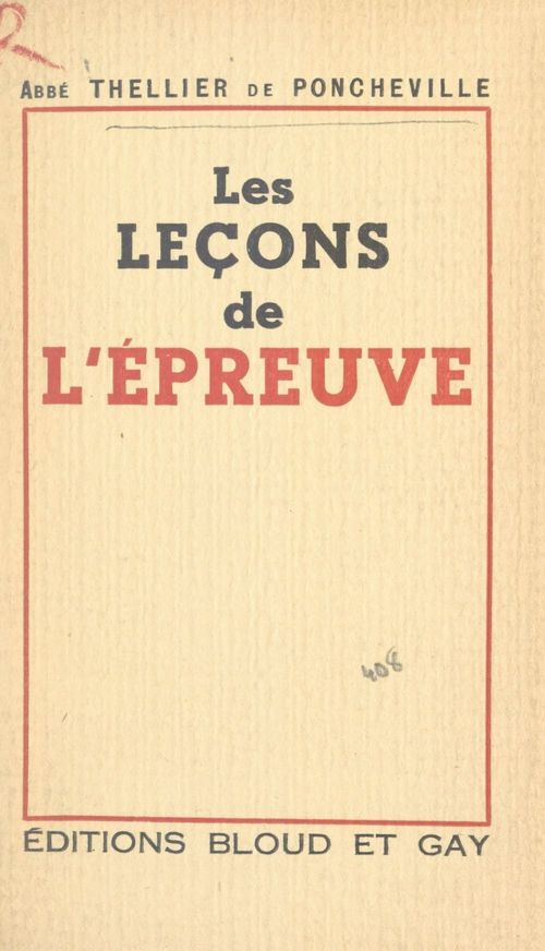 Couverture ebook de Les leçons de l'épreuve, de Charles Thellier de Poncheville