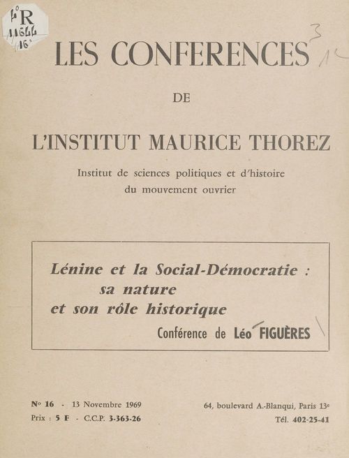 Couverture ebook de Lénine et la social-démocratie : sa nature et son rôle historique, de Leo Figueres