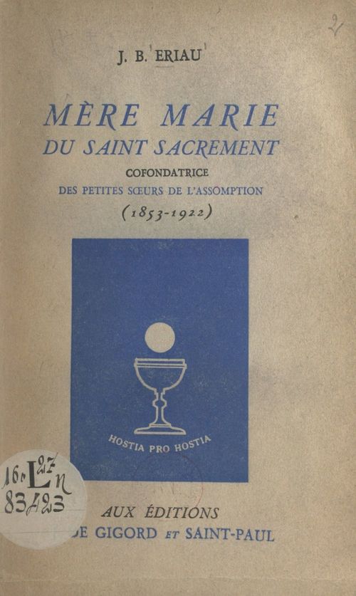 ebook cover of Mère Marie du Saint-Sacrement, by Jean-Baptiste Eriau