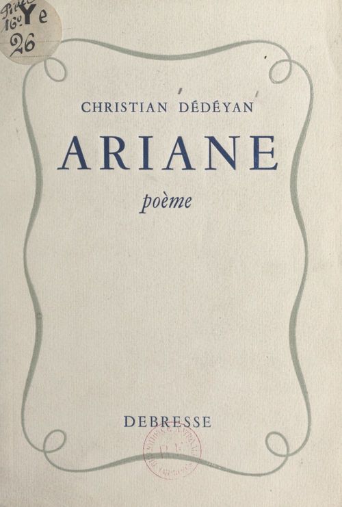 Couverture ebook de Ariane, de Christian Dedeyan