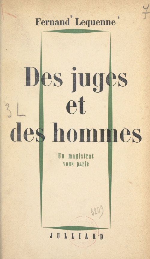 ebook cover of Des juges et des hommes, by Fernand Lequenne