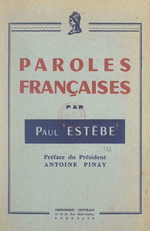 Couverture ebook de Paroles françaises, de Paul Estebe