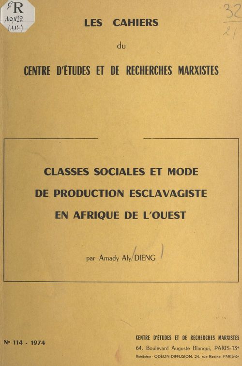 ebook cover of Classes sociales et mode de production esclavagiste en Afrique de l'Ouest, by Amady Aly Dieng