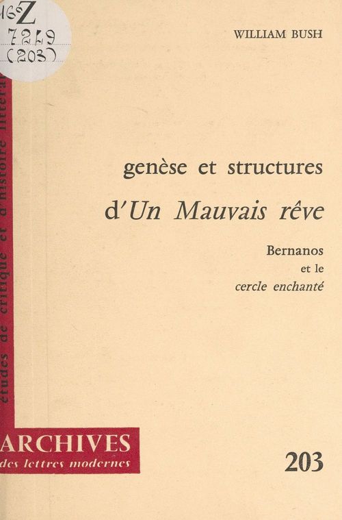 Couverture ebook de Genèse et structure d'« Un mauvais rêve », de William Bush