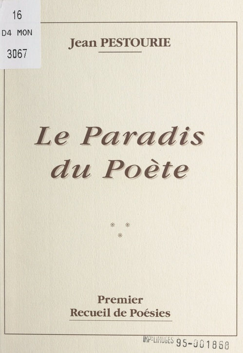 Couverture ebook de Recueil de poésies (1). Le paradis du poète, de Jean Pestourie