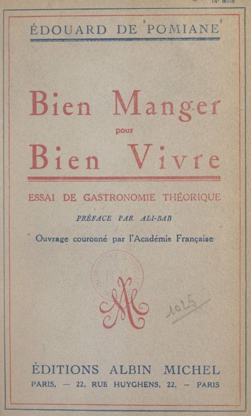 Couverture ebook de Bien manger pour bien vivre, de Édouard de Pomiane