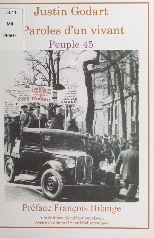 Couverture ebook de Paroles d'un vivant : peuple 45, de Justin Godart