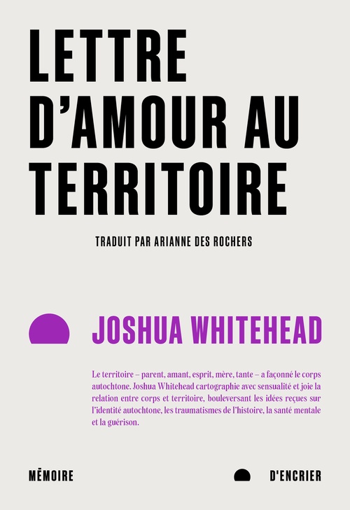 Couverture ebook de Lettre d'amour au territoire, de Joshua Whitehead