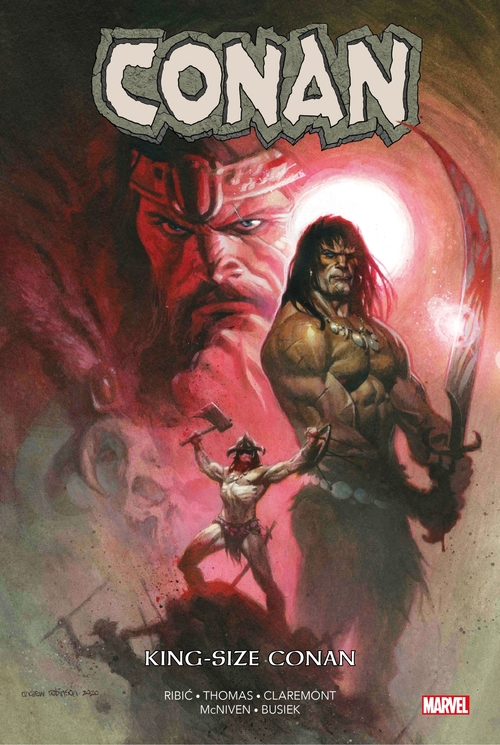 ebook cover of King Size Conan, by Esad Ribi, Roy Thomas, Chris Claremont, Kurt Busiek