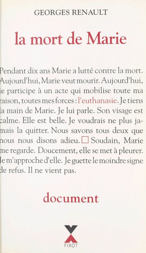 ebook cover of La mort de Marie : document, by Georges Renault