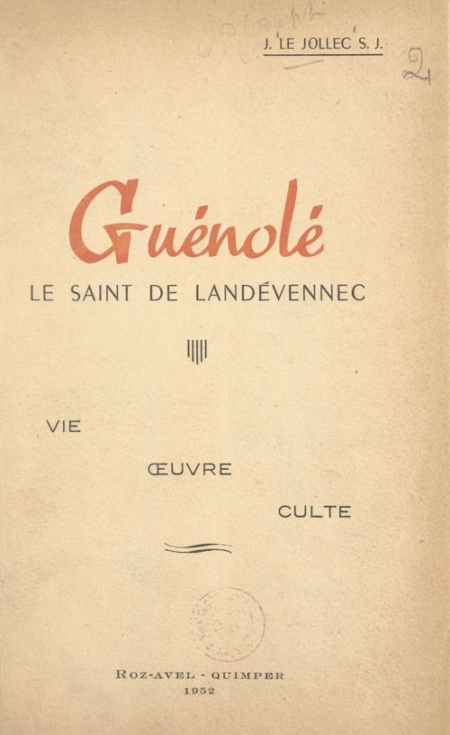 Couverture ebook de Guénolé, le saint de Landévennec, de Joseph Le Jollec
