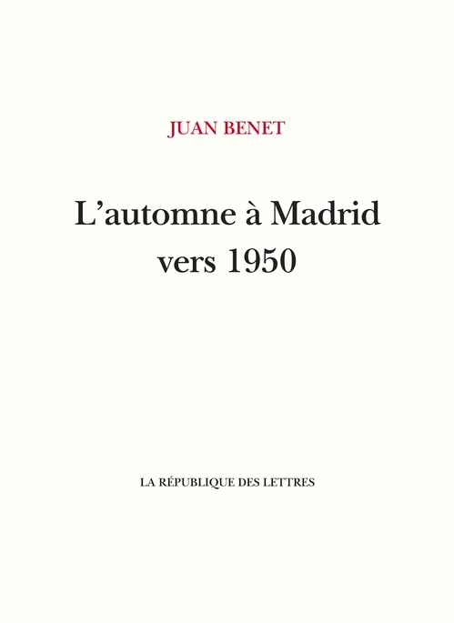 ebook cover of L'automne à Madrid vers 1950, by Juan Benet