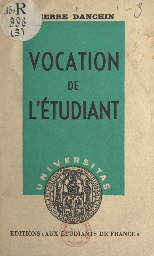 Couverture ebook de Vocation de l'étudiant, de Pierre Danchin