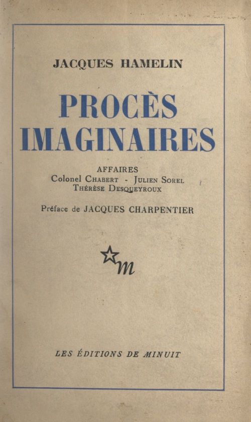 Couverture ebook de Procès imaginaires, de Jacques Hamelin