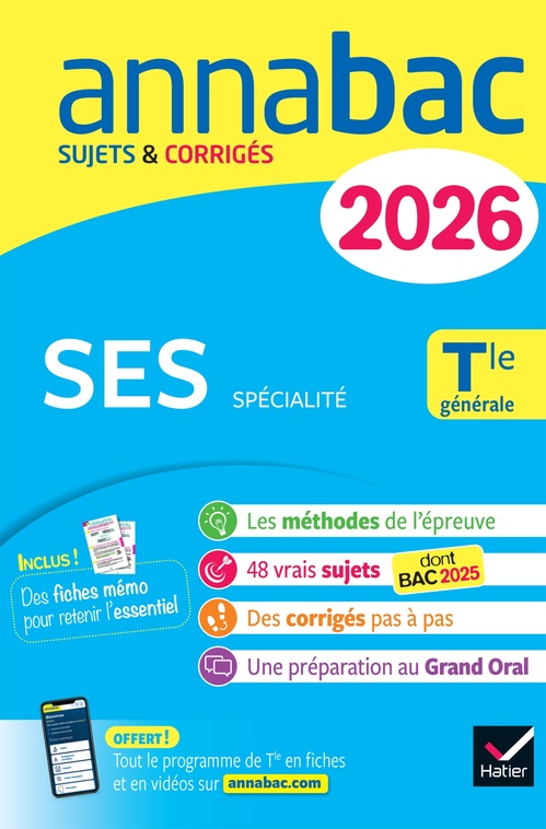ebook cover of Annales du bac 2026 - Annabac SES Tle générale (spécialité), by Denis Martin, Franck Rimbert, Sophie Jeandin, Cécile Gauron, Thomas Dautais