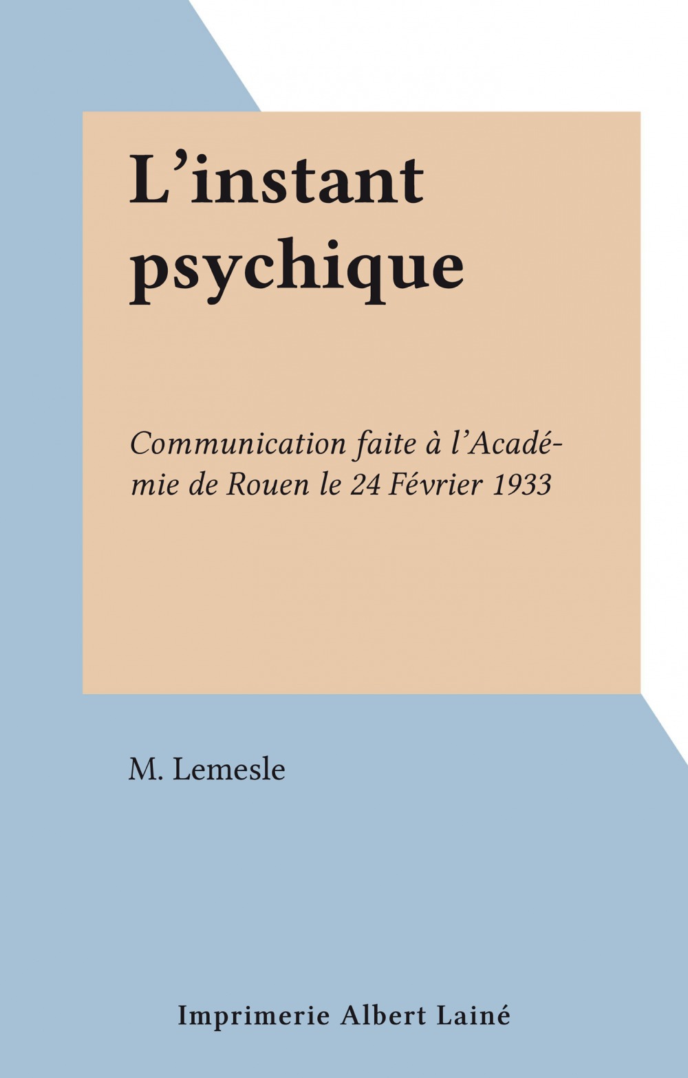 ebook cover of L'instant psychique, by M. Lemesle