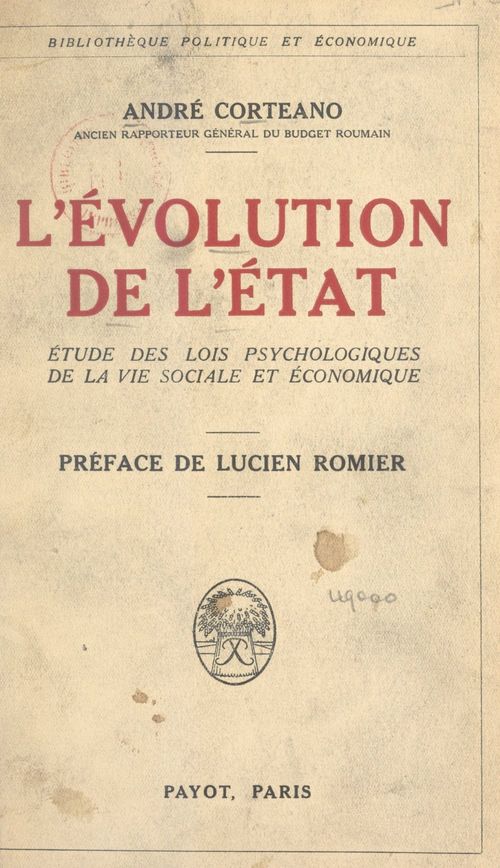 ebook cover of L'évolution de l'État, by Andre Corteano
