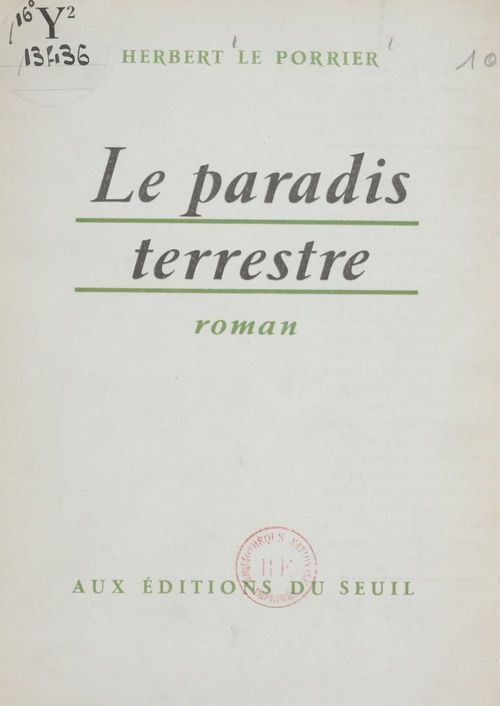 ebook cover of Le paradis terrestre, by Herbert Le Porrier