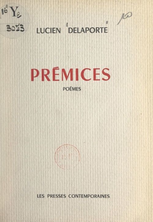 ebook cover of Prémices, by Lucien Delaporte