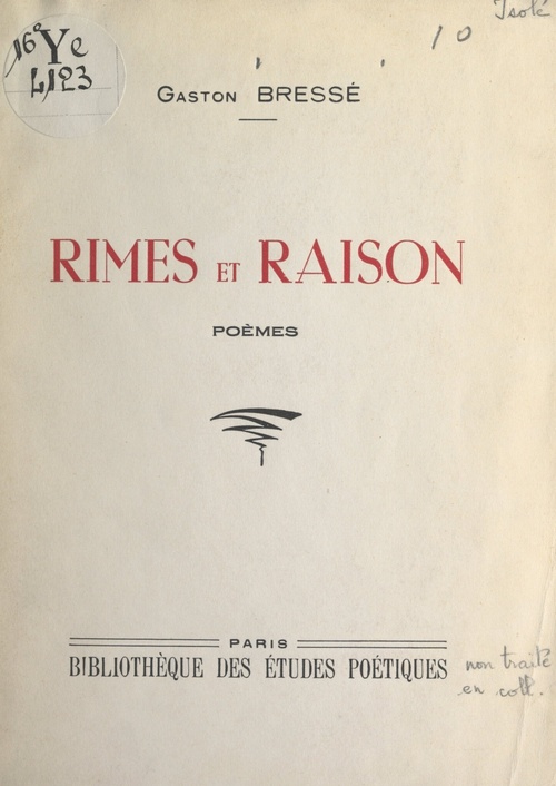 Couverture ebook de Rimes et raison, de Gaston Bresse