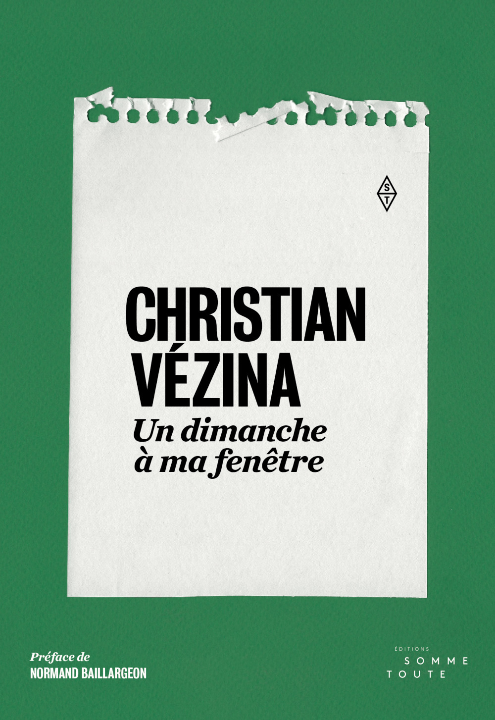 Couverture ebook de Un dimanche à ma fenêtre, de Christian Vezina