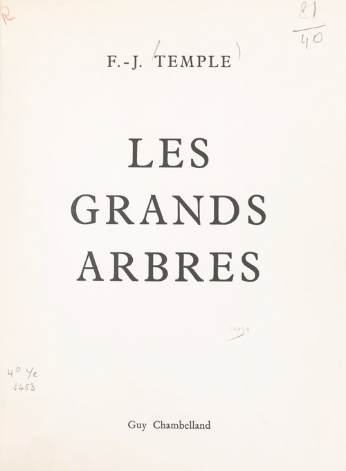 ebook cover of Les grands arbres, by Frederic Jacques Temple