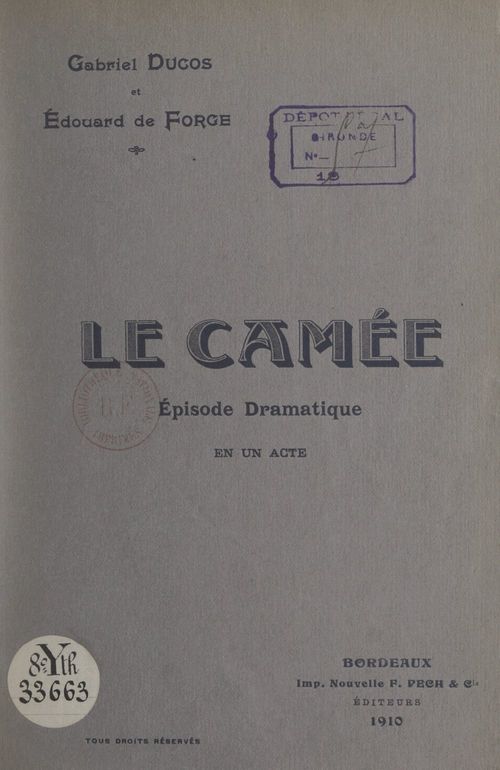 Couverture ebook de Le camée, de Edouard De Forge, Gabriel Ducos