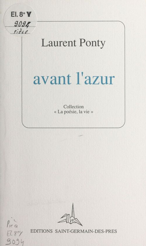 Couverture ebook de Avant l'azur, de Laurent Ponty