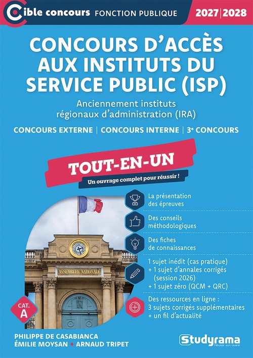 ebook cover of Concours d'accès aux instituts du service public (ISP) - Tout-en-un - Concours 2027-2028, by Émilie Moysan, Philippe de Casabianca, Arnaud Tripet