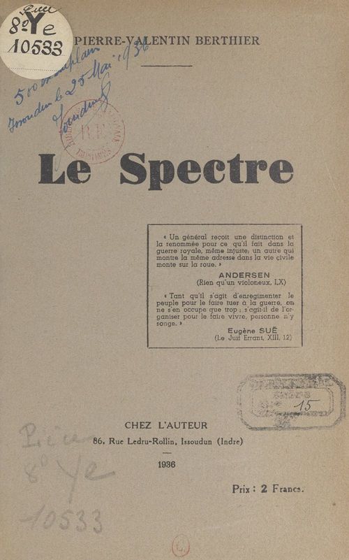 Couverture ebook de Le spectre, de Pierre-Valentin Berthier