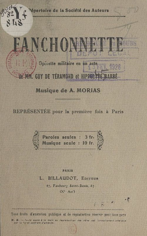 Couverture ebook de Fanchonnette, de Guy De Teramond, Hippolyte Barbe