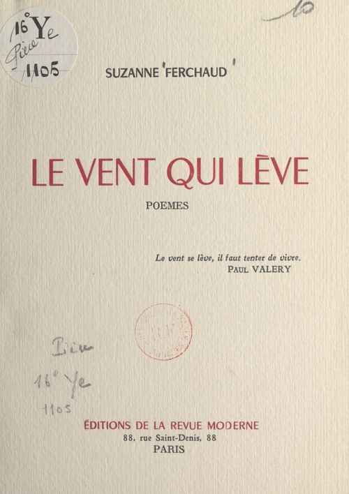 Couverture ebook de Le vent qui lève, de Suzanne Ferchaud