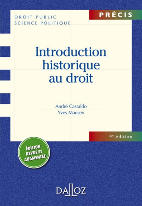 ebook cover of Introduction historique au droit. 4e éd., by André Castaldo, Yves Mausen