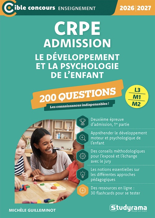 ebook cover of CRPE - Admission - Le développement et la psychologie de l'enfant : 200 questions - Concours 2026-2027, by Michèle Guilleminot
