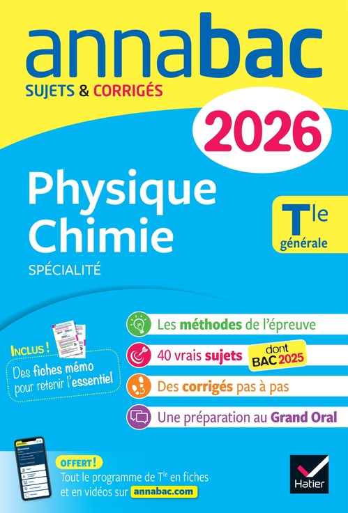 ebook cover of Annales du bac 2026 - Annabac Physique-Chimie Tle générale (spécialité), by Julien Moncany, Carole Moncany, Jérôme Fréret, Jacques Royer