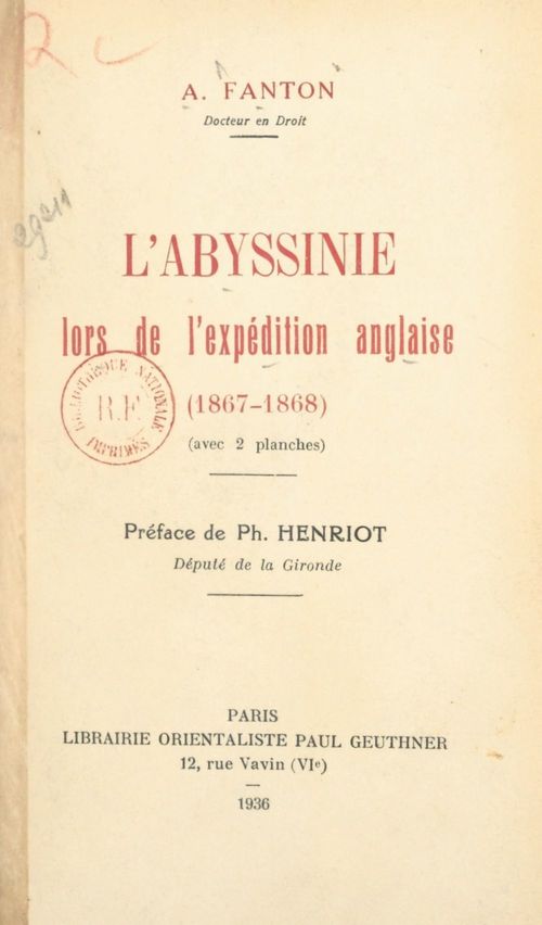 Couverture ebook de L´Abyssinie lors de l'expédition anglaise (1867-1868), de A. Fanton