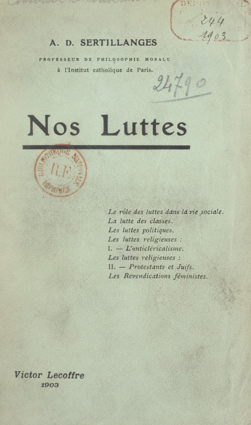 Couverture ebook de Nos luttes, de Antonin-Dalmace Sertillanges