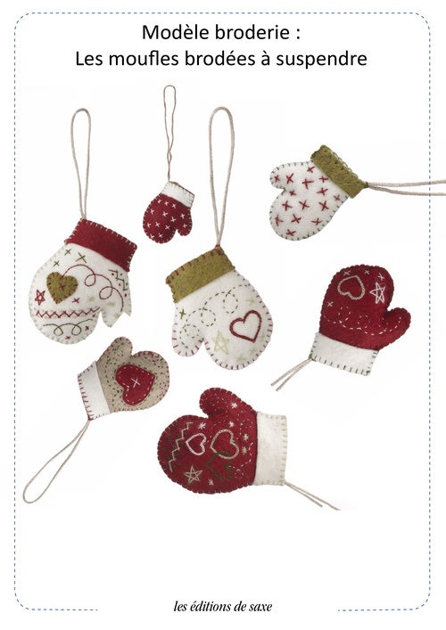Couverture ebook de Modèle broderie : Les moufles en feutrine à suspendre, de Marie Suarez