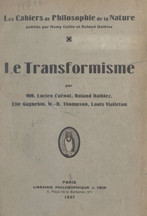 Couverture ebook de Le transformisme, de Elie Gagnebin, Lucien Cuenot, Roland Dalbiez