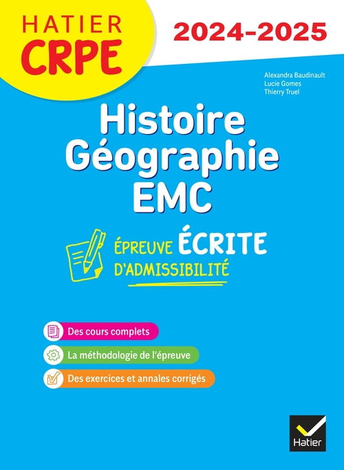 ebook cover of Histoire-Géographie-EMC- CRPE 2024-2025 - Epreuve écrite d'admissibilité, by Alexandra Baudinault, Lucie Gomes, Thierry Truel