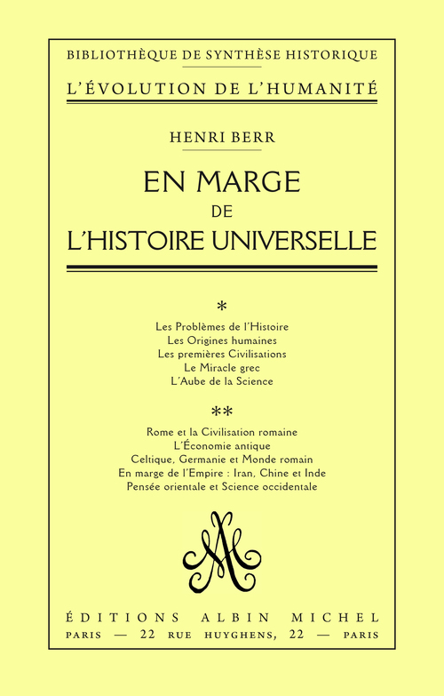 ebook cover of En marge de l'histoire universelle, by Henri Berr