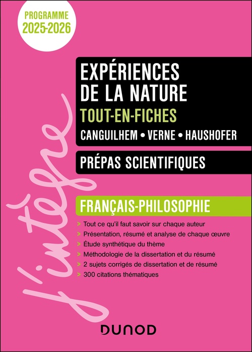Couverture ebook de Expériences de la nature - Tout-en-fiches - Prépas scientifiques Français-philosophie - 2025-2026, de Guillaume Pigeard de Gurbert