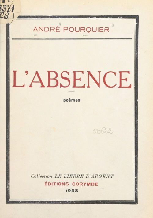 ebook cover of L'absence, by Andre Pourquier