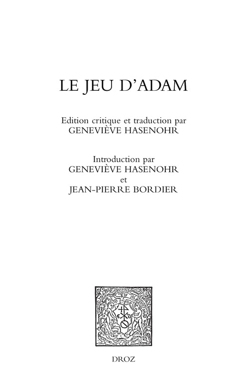 ebook cover of Le Jeu d'Adam, by Geneviève Hasenohr