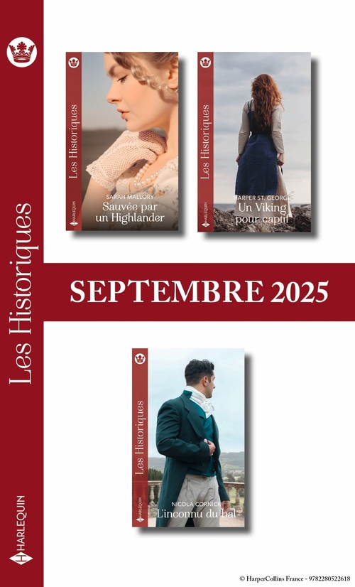 Couverture ebook de Pack mensuel Les Historiques - 3 romans (Septembre 2025), de Collectif