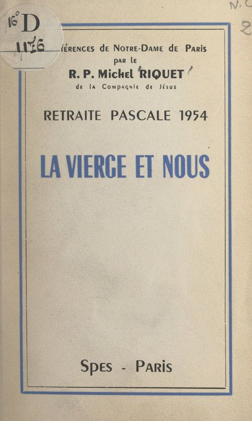 Couverture ebook de La Vierge et nous, de Michel Riquet