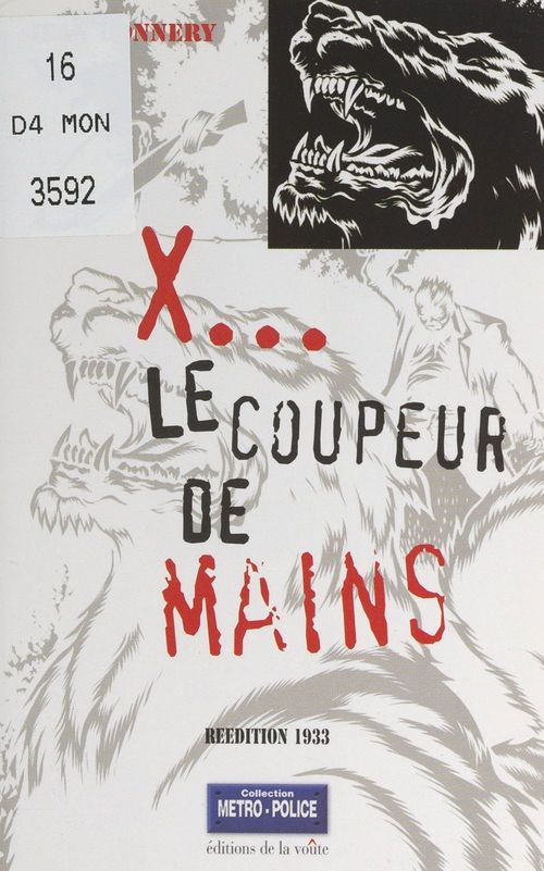 Couverture ebook de X, le coupeur de mains, de Jean Bonnery