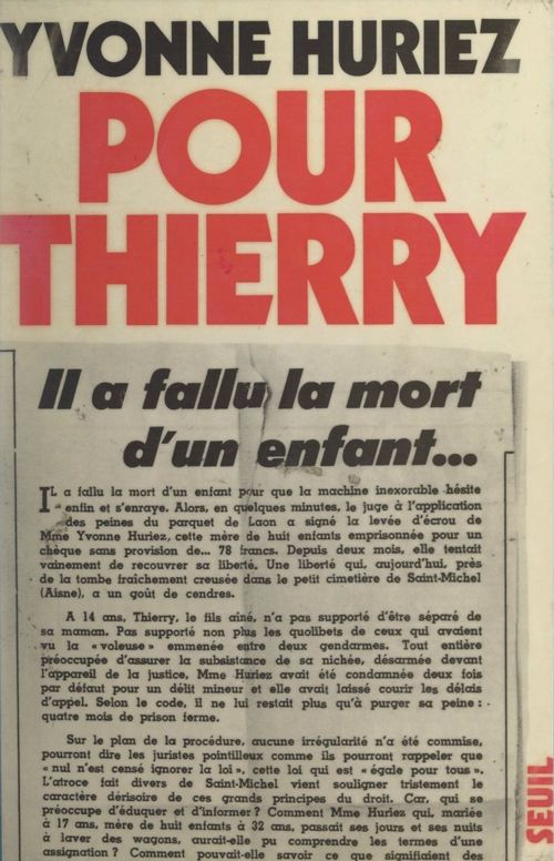 Couverture ebook de Pour Thierry, de Sylvie Peju, Yvonne Huriez