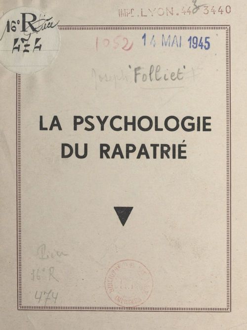 ebook cover of La psychologie du rapatrié, by Joseph Folliet