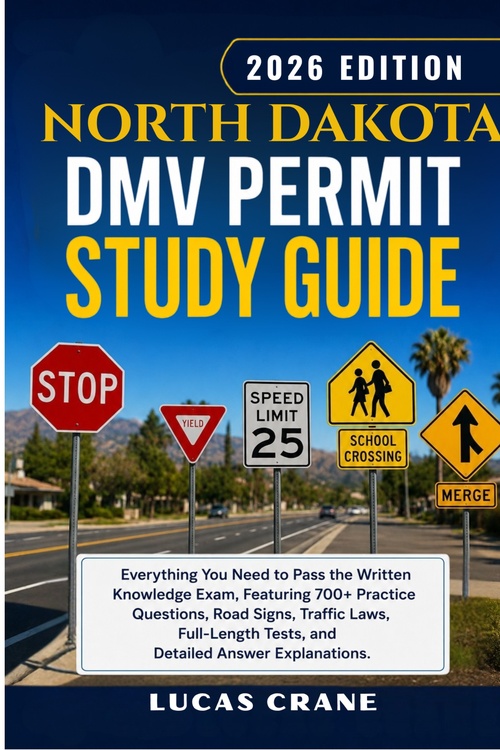 ebook cover of NORTH DAKOTA DMV Permit Study Guide-2026 EDITION, by Lucas Crane